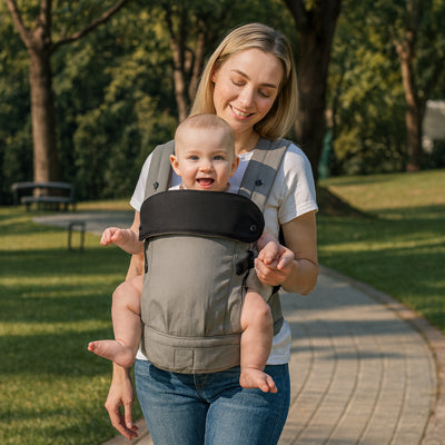 balade avec son bebe dans un porte bebe ergobaby
