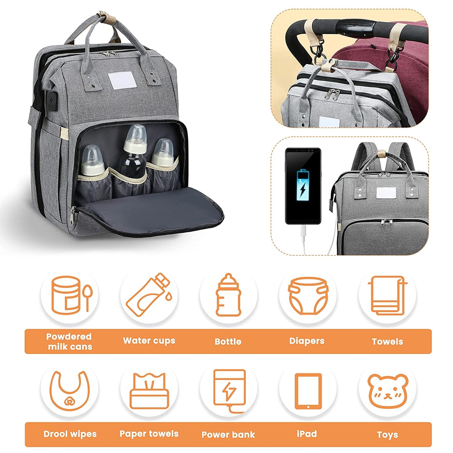Sacs a dos a langer BabyNappy™ Portatif. Berceau de voyage.