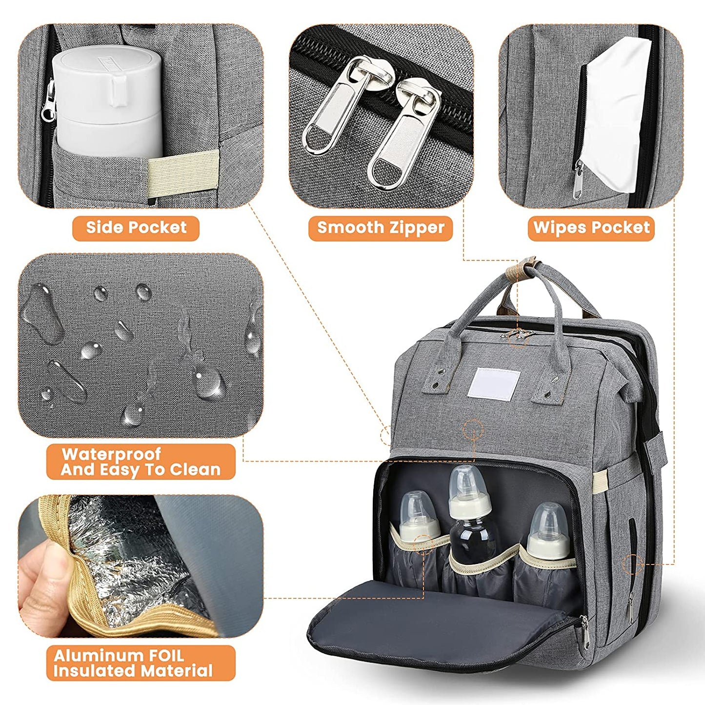 Sacs a dos a langer BabyNappy™ Portatif. Berceau de voyage.