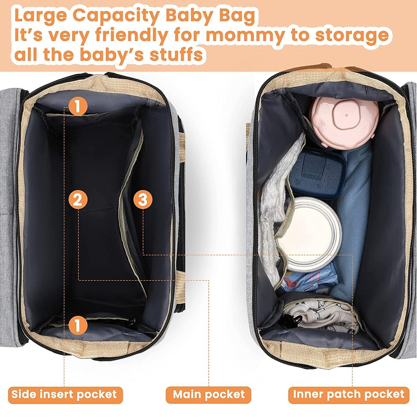 Sacs a dos a langer BabyNappy™ Portatif. Berceau de voyage.