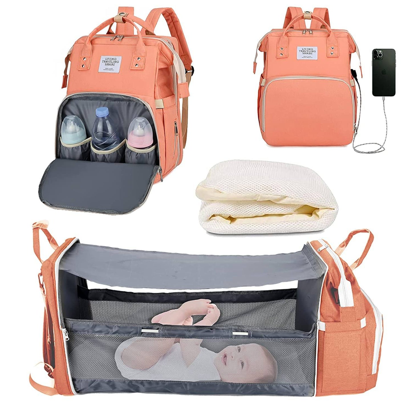 Sacs a dos a langer BabyNappy™ Portatif. Berceau de voyage.