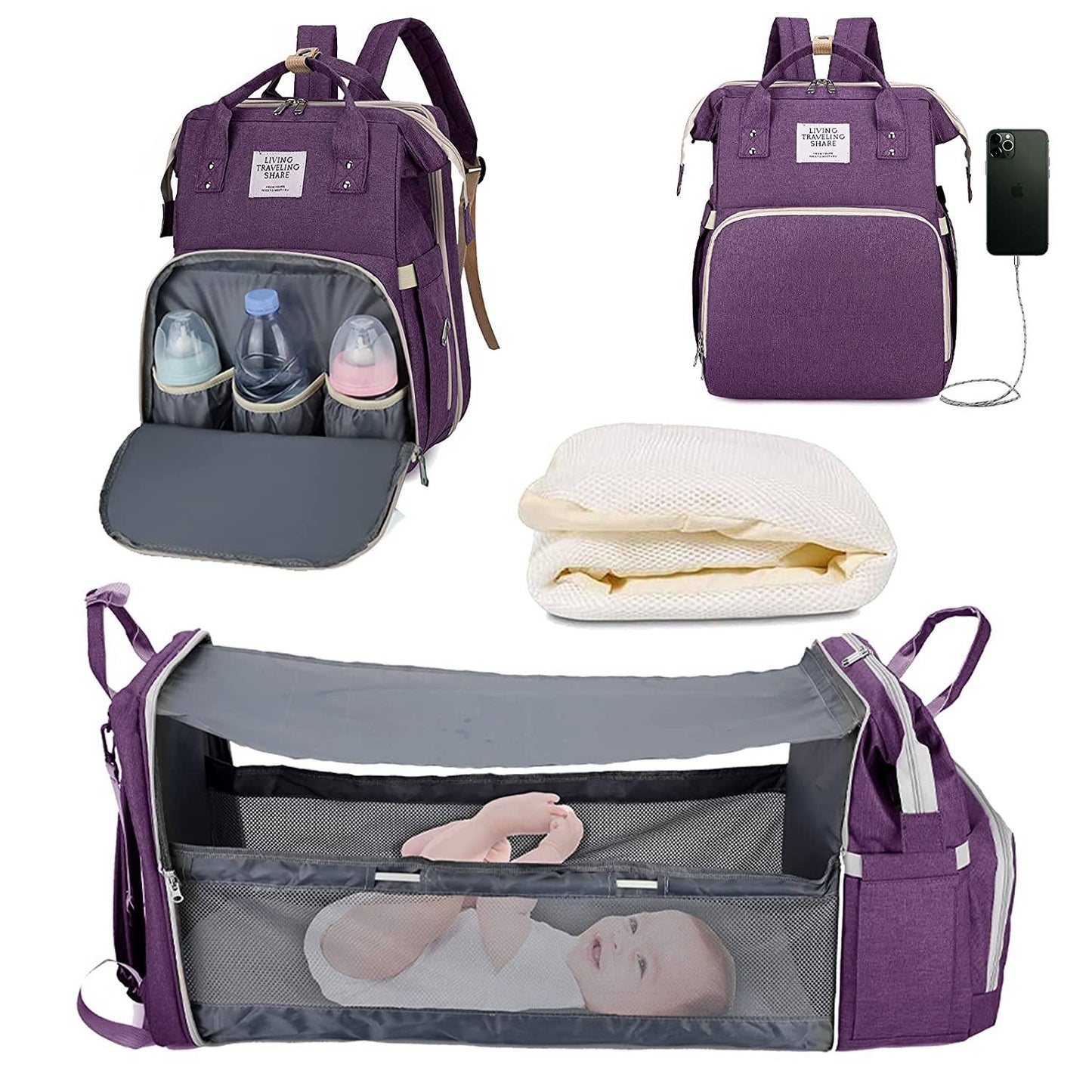 Sacs a dos a langer BabyNappy™ Portatif. Berceau de voyage.