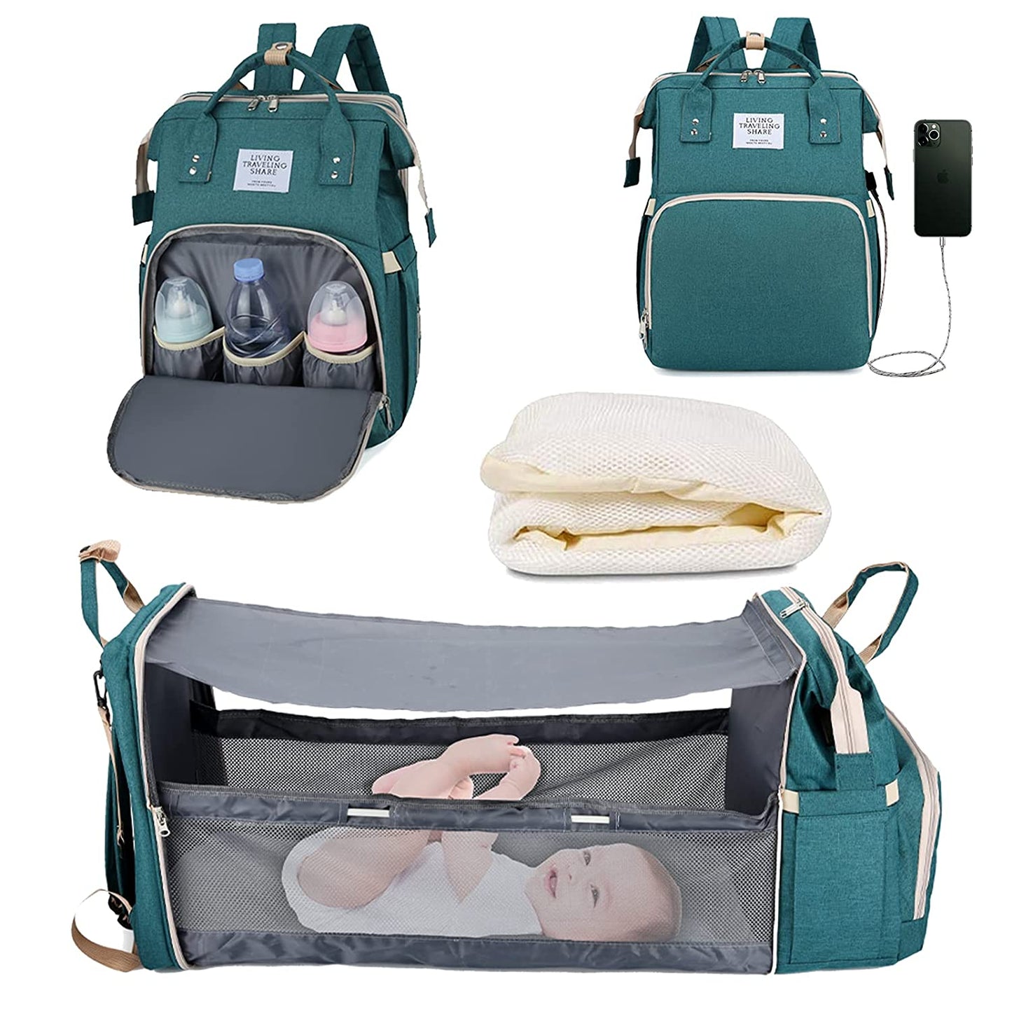 Sacs a dos a langer BabyNappy™ Portatif. Berceau de voyage.
