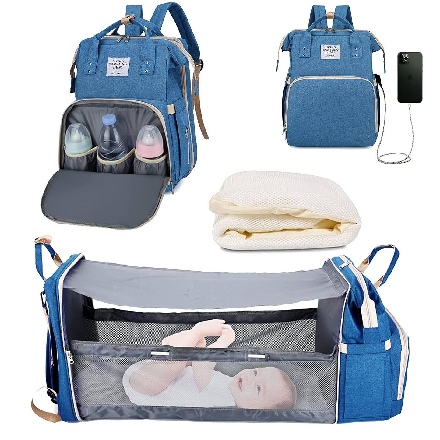 Sacs a dos a langer BabyNappy™ Portatif. Berceau de voyage.