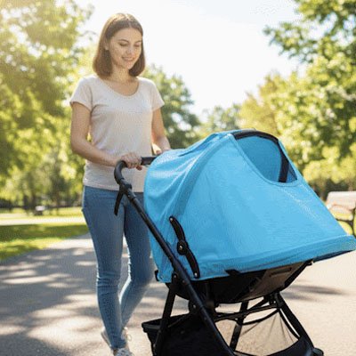 bébé endormie sous un Par soleil pour poussette​ 
