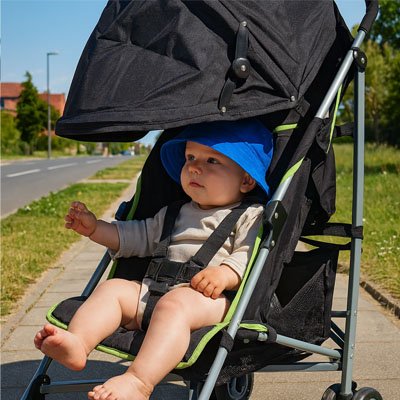 bébé endormie sous un Par soleil pour poussette​ 