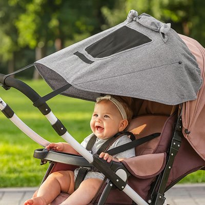 bébé sous un Par soleil pour poussette​ 
