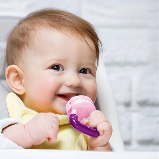 grignoteuse mauve pour bebe 