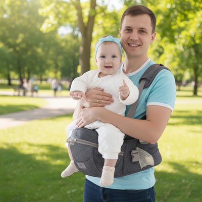 Porte bebe ergonomique papa heureux avec bebe