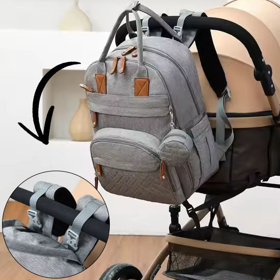 sac à dos facile à attacher à la poussette 