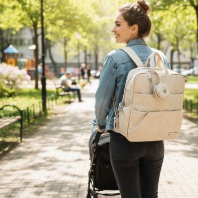 Sac a langer a dos beige  maman en balade 